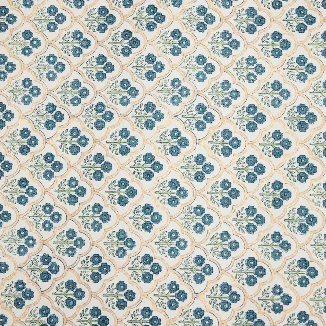 Block Printed Wrapping Paper Sheets - Trellis Indigo