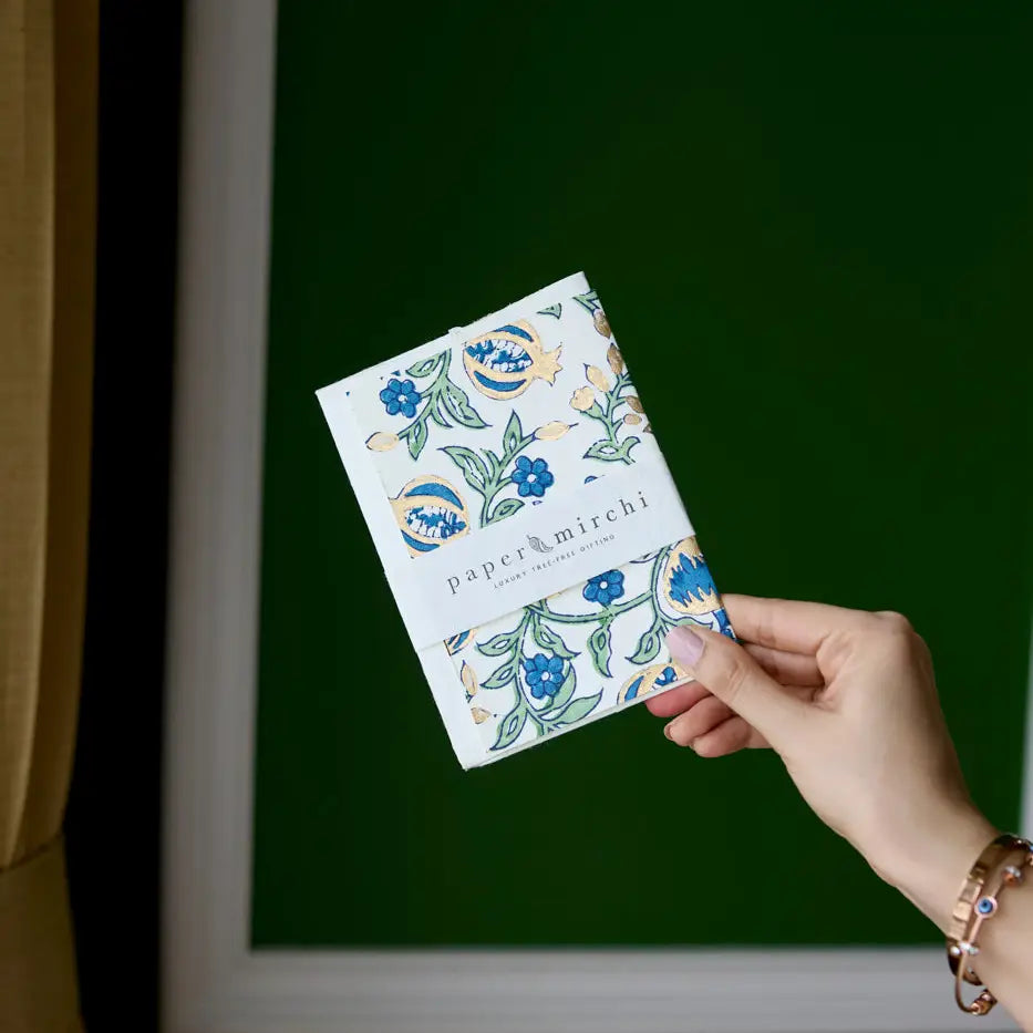 Hand Block Printed Greeting Card - Gulab Sapphire