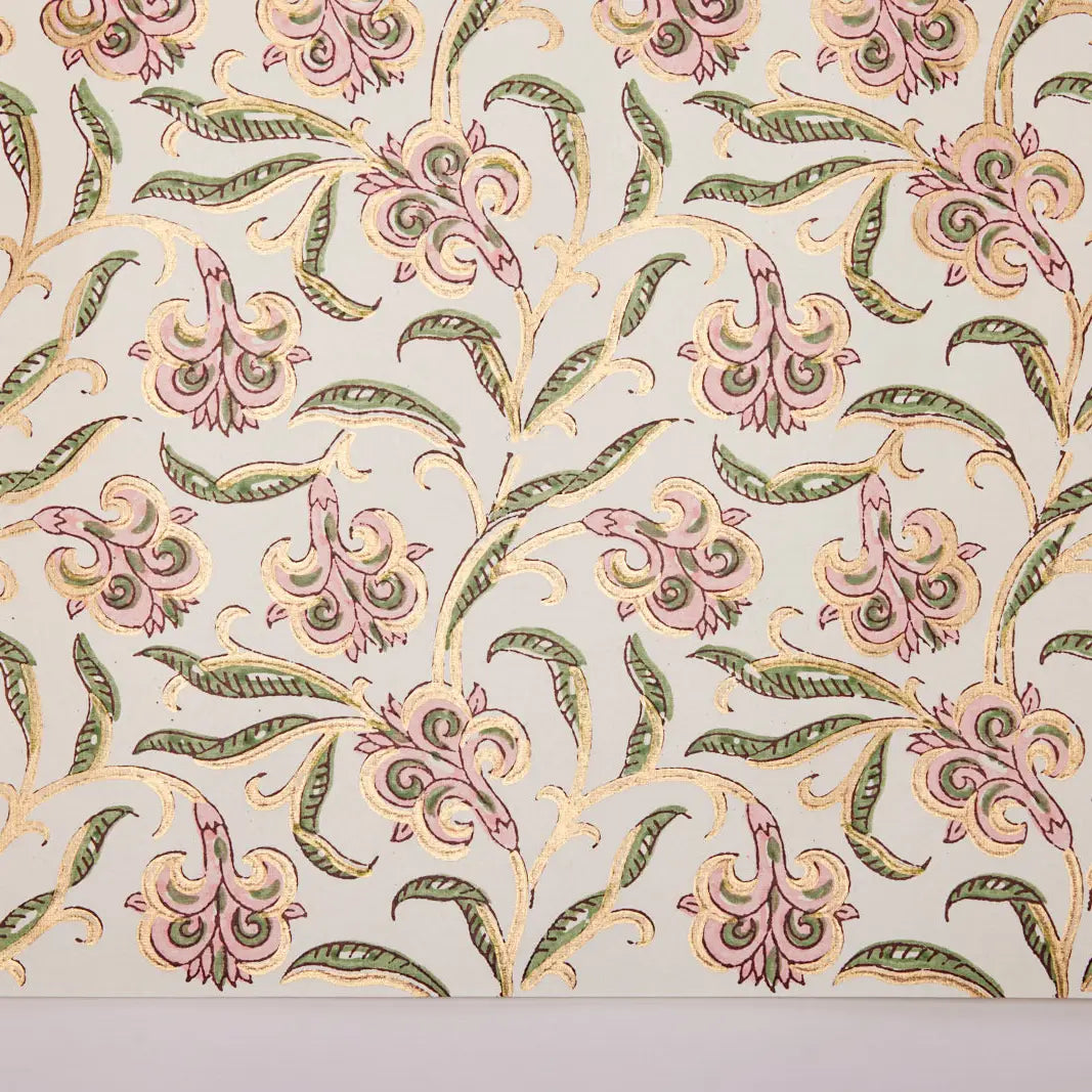 Block Printed Wrapping Paper Sheets - Iris Glitz Blush