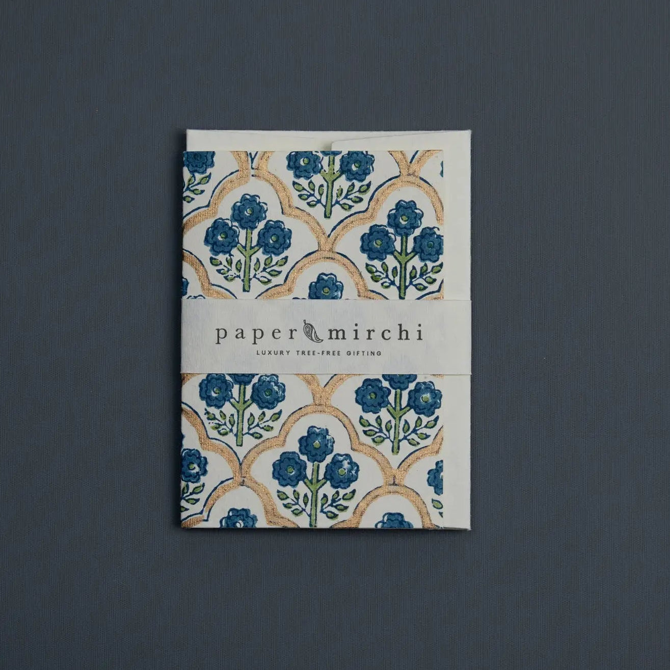 Hand Block Printed Greeting Card - Trellis Indigo