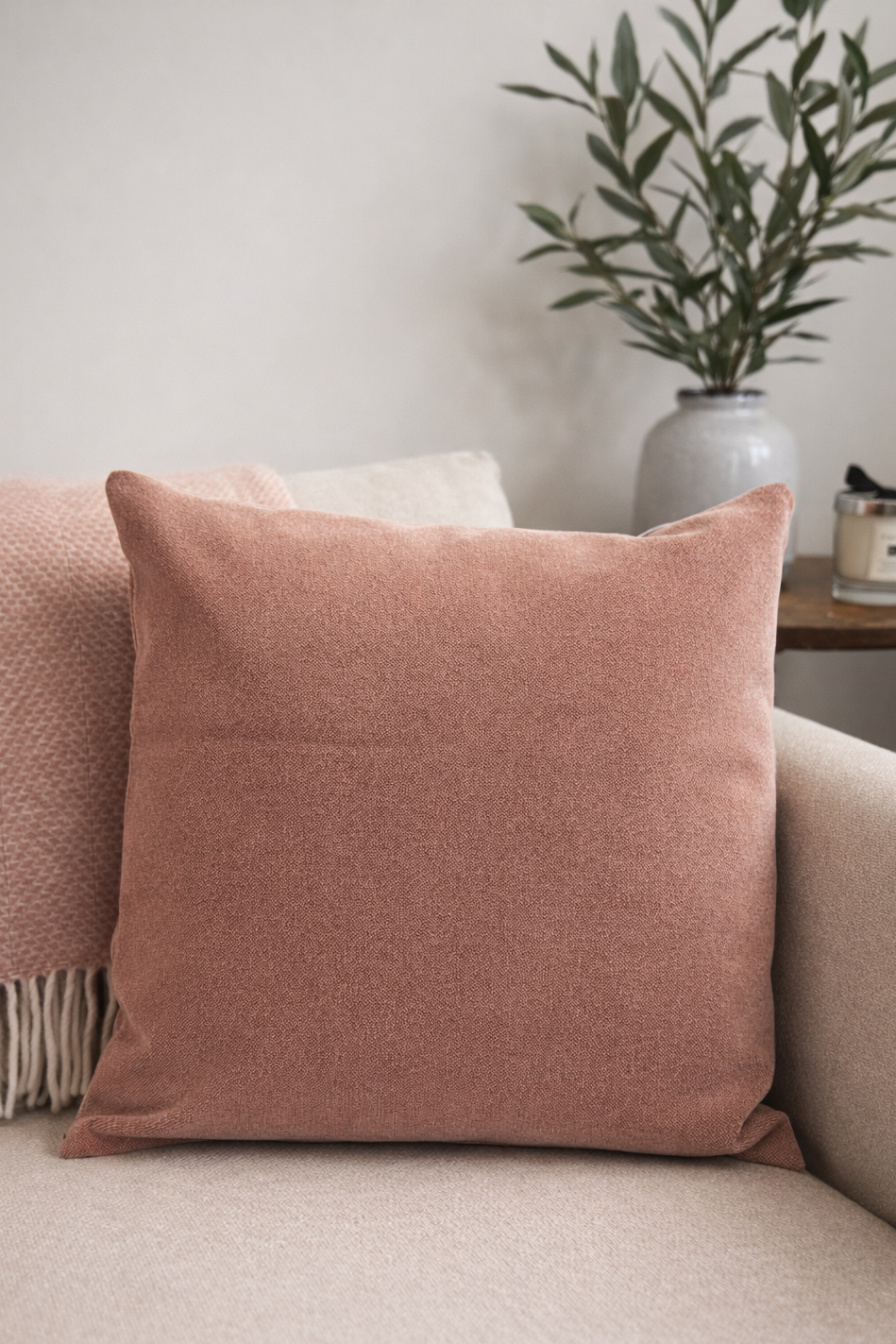 Dusky Pink Plain Linen Modern Farmhouse Cushion Cover