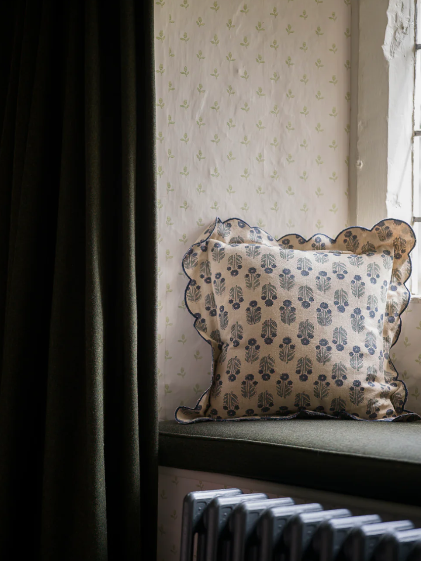 Scallop Blockprint Cushion