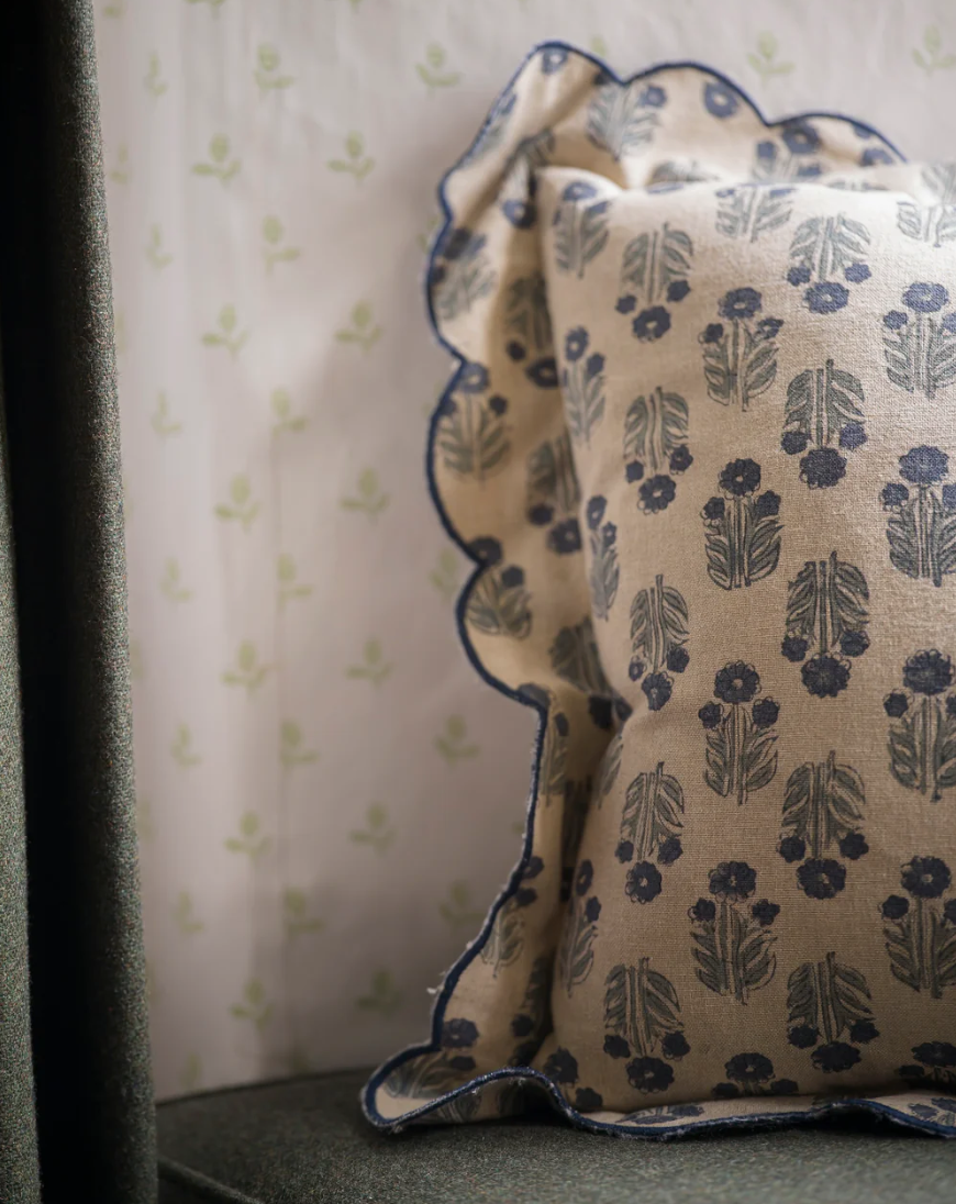 Scallop Blockprint Cushion