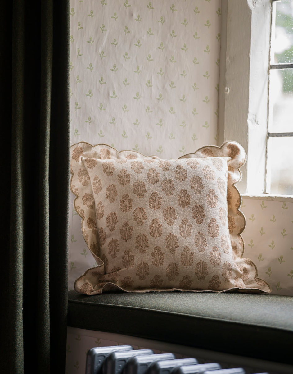 Scallop Blockprint Cushion