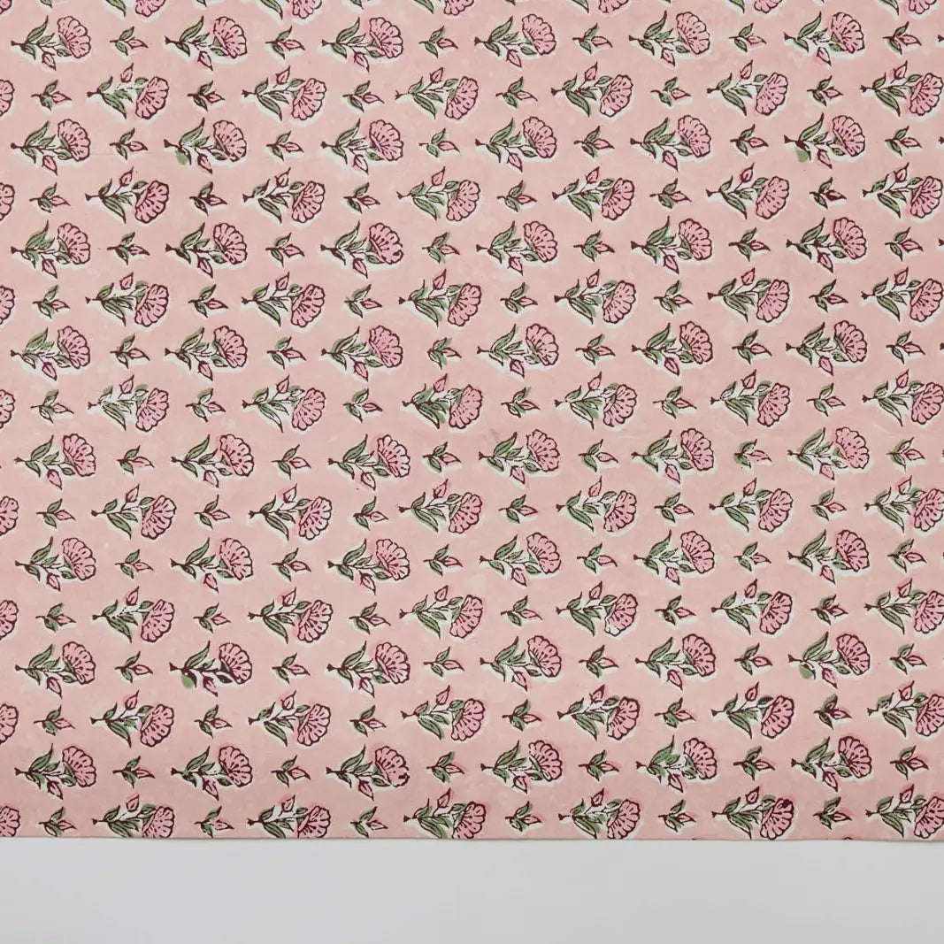 Block Printed Wrapping Paper Sheets - Ditsy Floral Blush