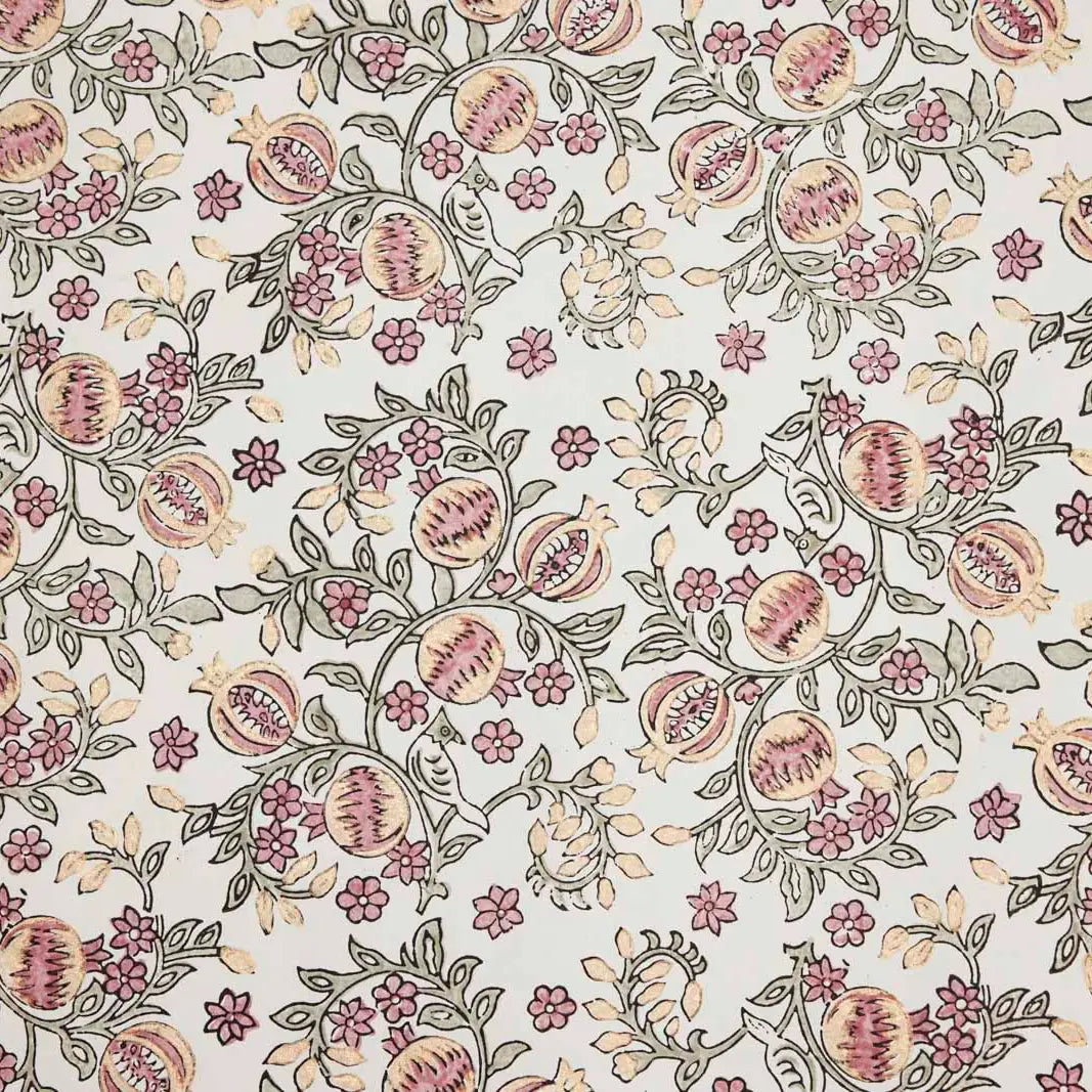 Block Printed Wrapping Paper Sheets - Pomegranate Pink Earth