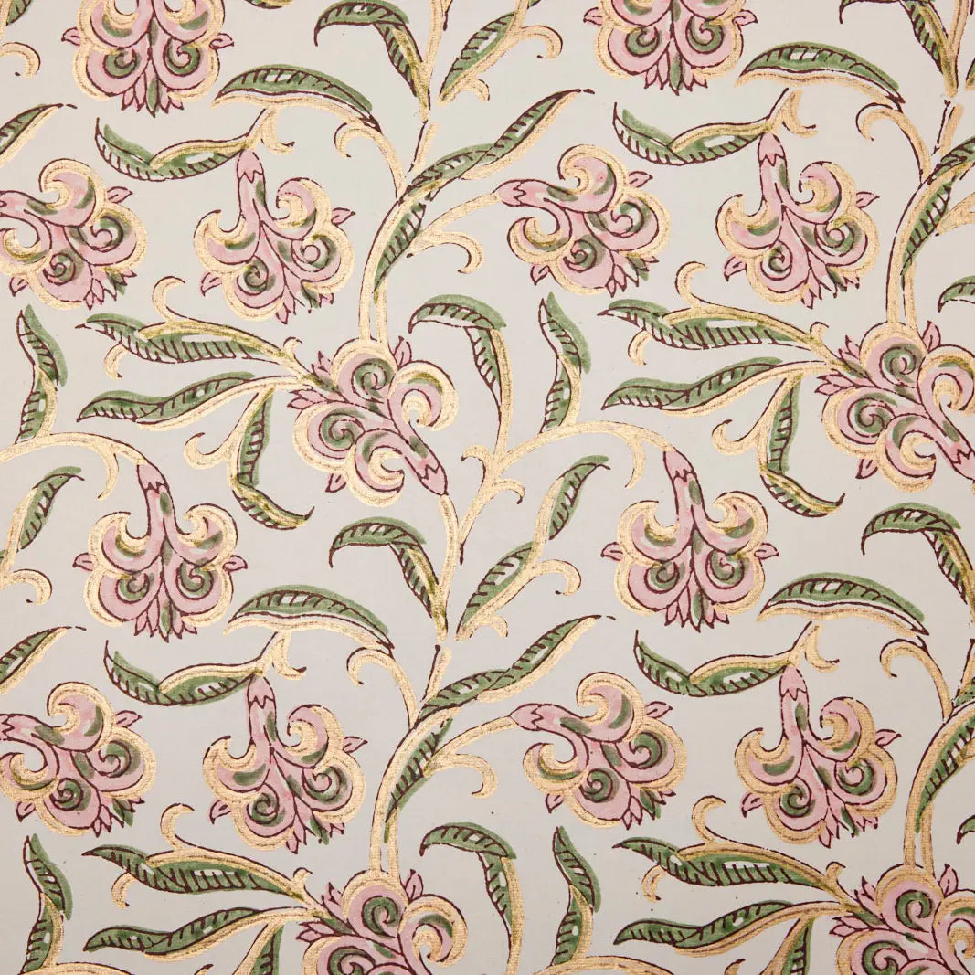 Block Printed Wrapping Paper Sheets - Iris Glitz Blush