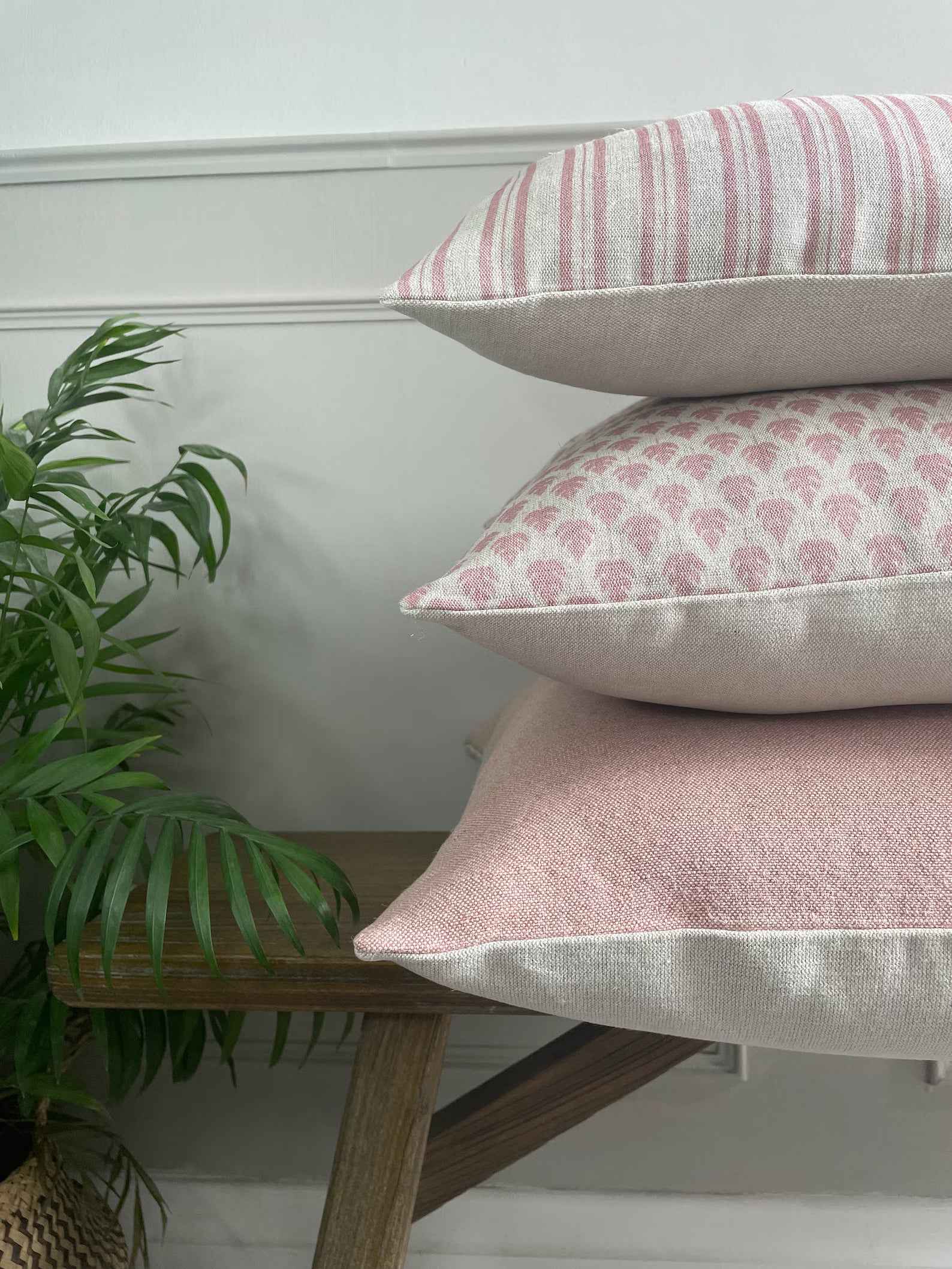 Dusky Pink Plain Linen Modern Farmhouse Cushion Cover